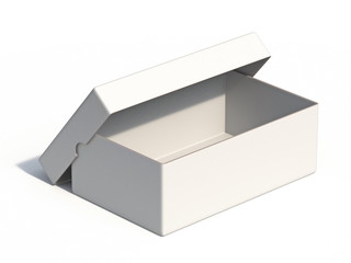 Empty white box with cover side view 3D