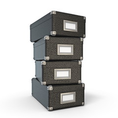 Black leather closed boxes 3D