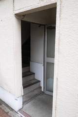 The entrance of a small building