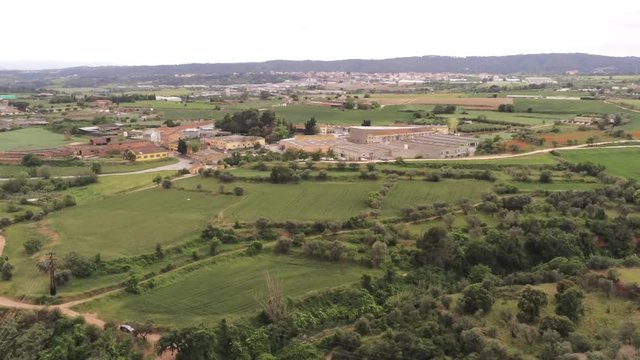 Aerial view in Caldes de Montbui, town of Barcelona. Catalonia,Spain. 4k Drone Video