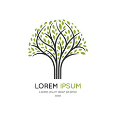 Abstract green tree logo.Modern illustration. Isolated vector. Great for emblem, monogram, invitation, flyer, menu, brochure, background, or any desired idea.