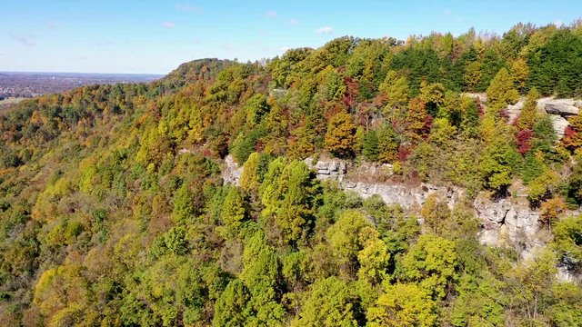 drone view over some fall colors in Kentucky