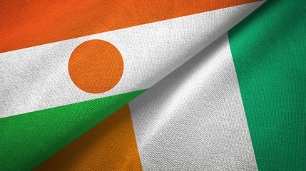 Niger and Cote d'Ivoire Ivory coast two flags textile fabric texture