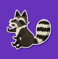 Racoon on purple background