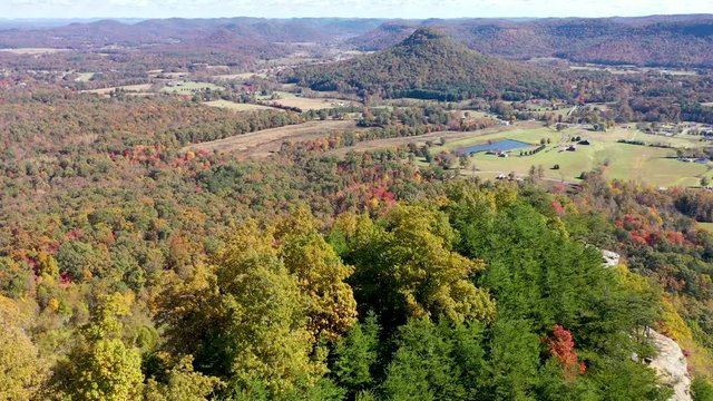 drone view over some fall colors in Kentucky