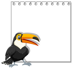 toucan on blank notebook