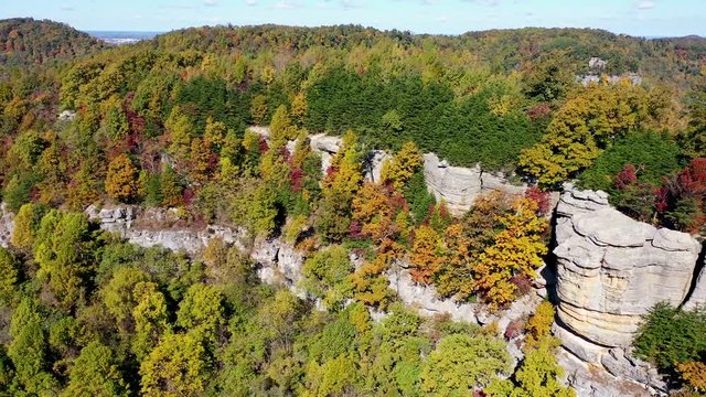 drone view over some fall colors in Kentucky