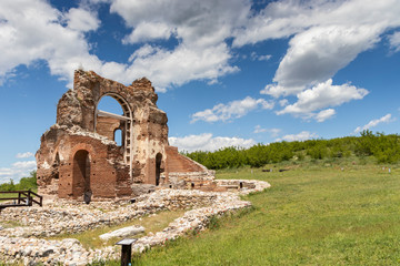 Fototapeta na wymiar The Red Church - Ruins of early Byzantine Christian basilica near town of Perushtitsa, Plovdiv Region, Bulgaria