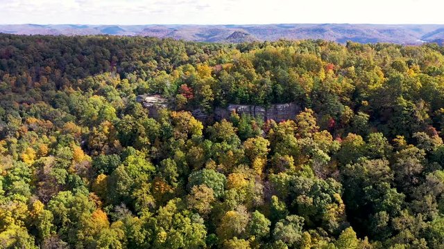 drone view over some fall colors in Kentucky