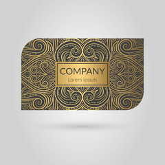 Gold and black luxury business card design. Vector ornament template. Vintage classic elements. Can be used for wallpaper and background. Great for invitation and decoration.
