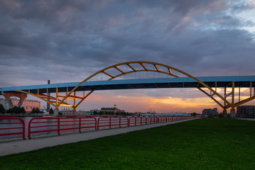 Hoan Bridge in Milwaukee, Wisconsin at sunset