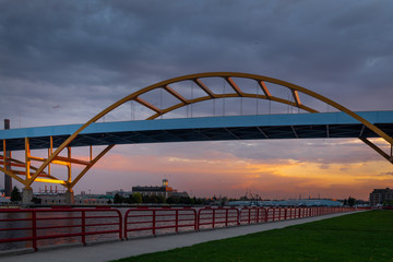 Hoan Bridge in Milwaukee, Wisconsin at sunset