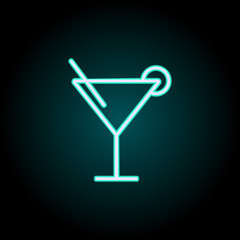 cocktail glass neon icon. Elements of kitchen set. Simple icon for websites, web design, mobile app, info graphics