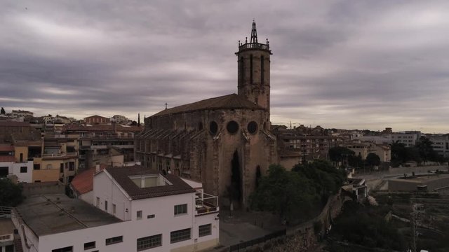Caldes de Montbui, village of Barcelona, Spain. 4k Drone Video