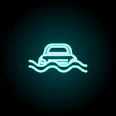 drowned car neon icon. Elements of Insurance set. Simple icon for websites, web design, mobile app, info graphics