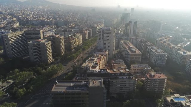 Aerial view in Barcelona during the coronavirus confinement. March 2020