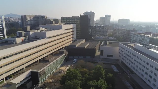 Aerial view in Barcelona during the coronavirus confinement. March 2020