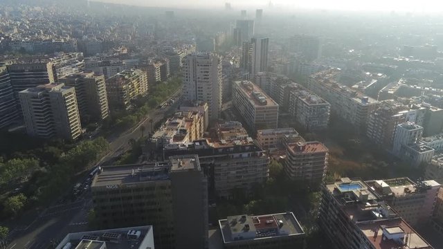 Aerial view in Barcelona during the coronavirus confinement. March 2020