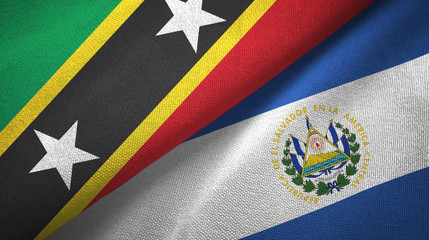 Saint Kitts and Nevis and El Salvador two flags textile cloth, fabric texture