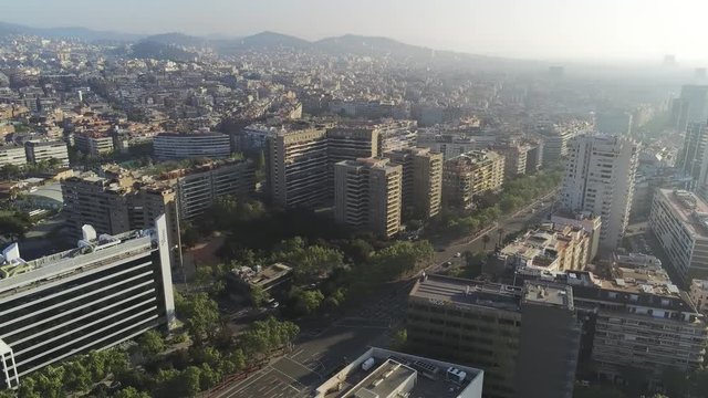 Aerial view in Barcelona during the coronavirus confinement. March 2020