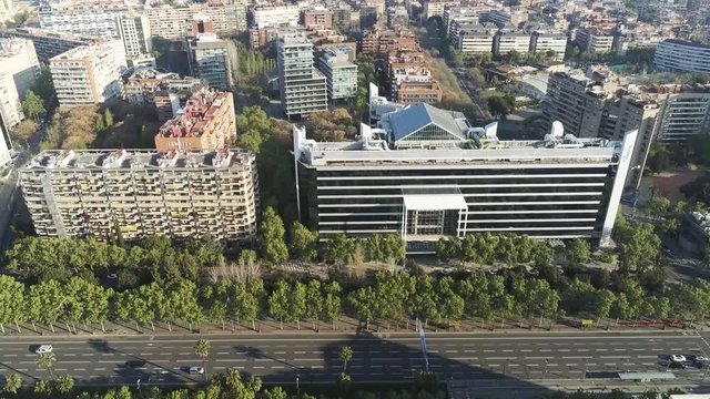Aerial view in Barcelona during the coronavirus confinement. March 2020