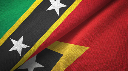 Saint Kitts and Nevis and Timor-Leste East Timor two flags textile cloth