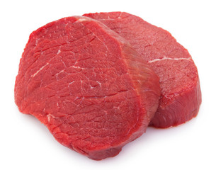 Raw beef on white background