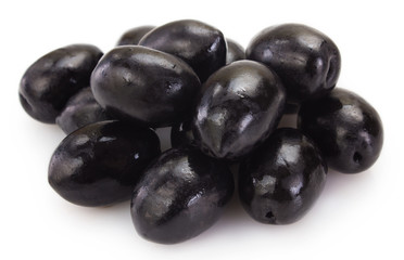 Black olives on white background
