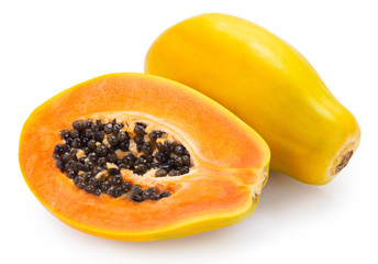 Fresh papaya on white background