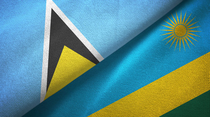 Saint Lucia and Rwanda two flags textile cloth, fabric texture