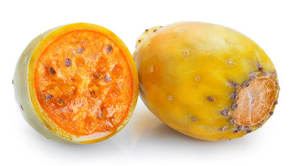 Fresh opuntia on white background. Prickly pear.