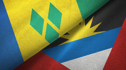 Saint Vincent and the Grenadines and Antigua and Barbuda two flags 