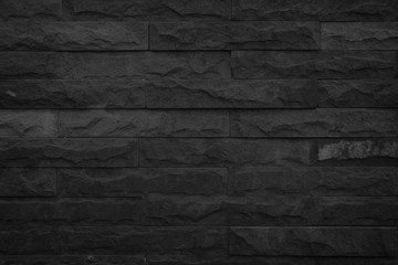 Wall dark black brick texture background.