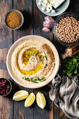 Hummus with olive oil and ground cumin