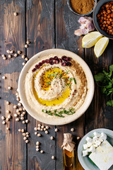 Hummus with olive oil and ground cumin