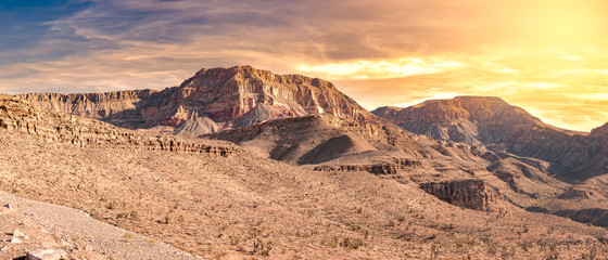 Inhospitable Arizona Desert with Beautiful Sky at Sunset