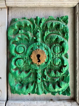 Keyhole in a church door