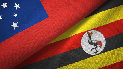 Samoa and Uganda two flags textile cloth, fabric texture