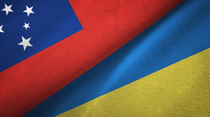 Samoa and Ukraine two flags textile cloth, fabric texture