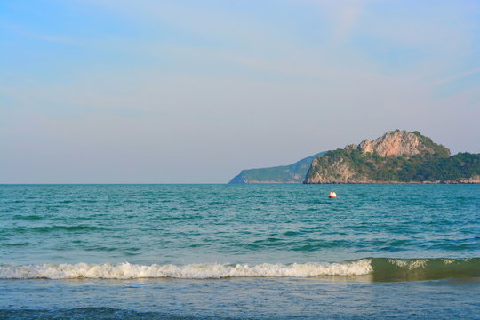 Aow Manao Bay. Beautiful sea and sky in Prachuap Khiri Khan, Thailand. Traveller from around the world come to relax in the summer holidays.
