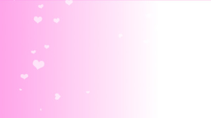 ゆっくりと降ってくる白いハート(ピンク白グラデーション背景)左側