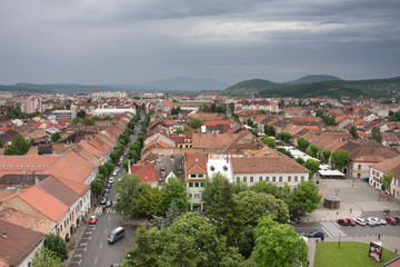 Fototapeta na wymiar ROMANIA,Bistrita, 2019,view from the tower of the Evangelical Church