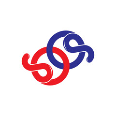 abstract letter sp simple loop curves line logo vector