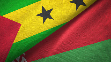 Fototapeta premium Sao Tome and Principe and Belarus two flags 