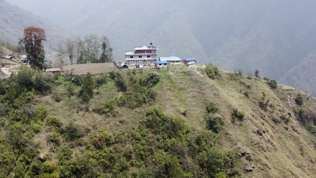 Nepal village anapurna treking. flying with drone