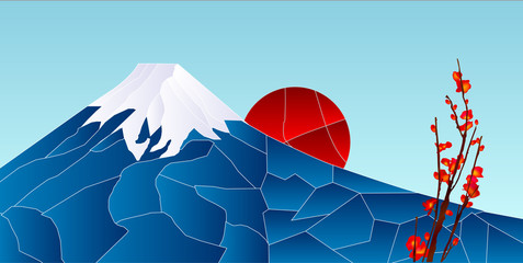 富士山　日本　日の出　背景 