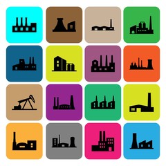 Factory icon set - Manufacturing sign - Industry symbol - Plant Illustration.- vector