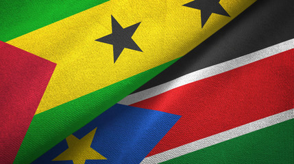Fototapeta premium Sao Tome and Principe and South Sudan two flags