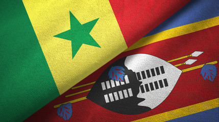 Fototapeta premium Senegal and Eswatini Swaziland two flags textile cloth