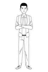 businessman avatar cartoon character black and white